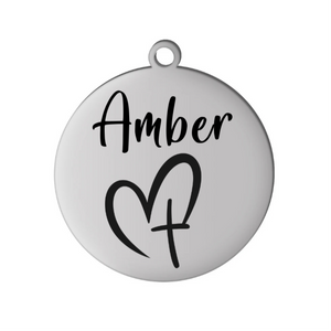 CROSS & HEART PERSONALIZED STAINLESS STEEL CHARM