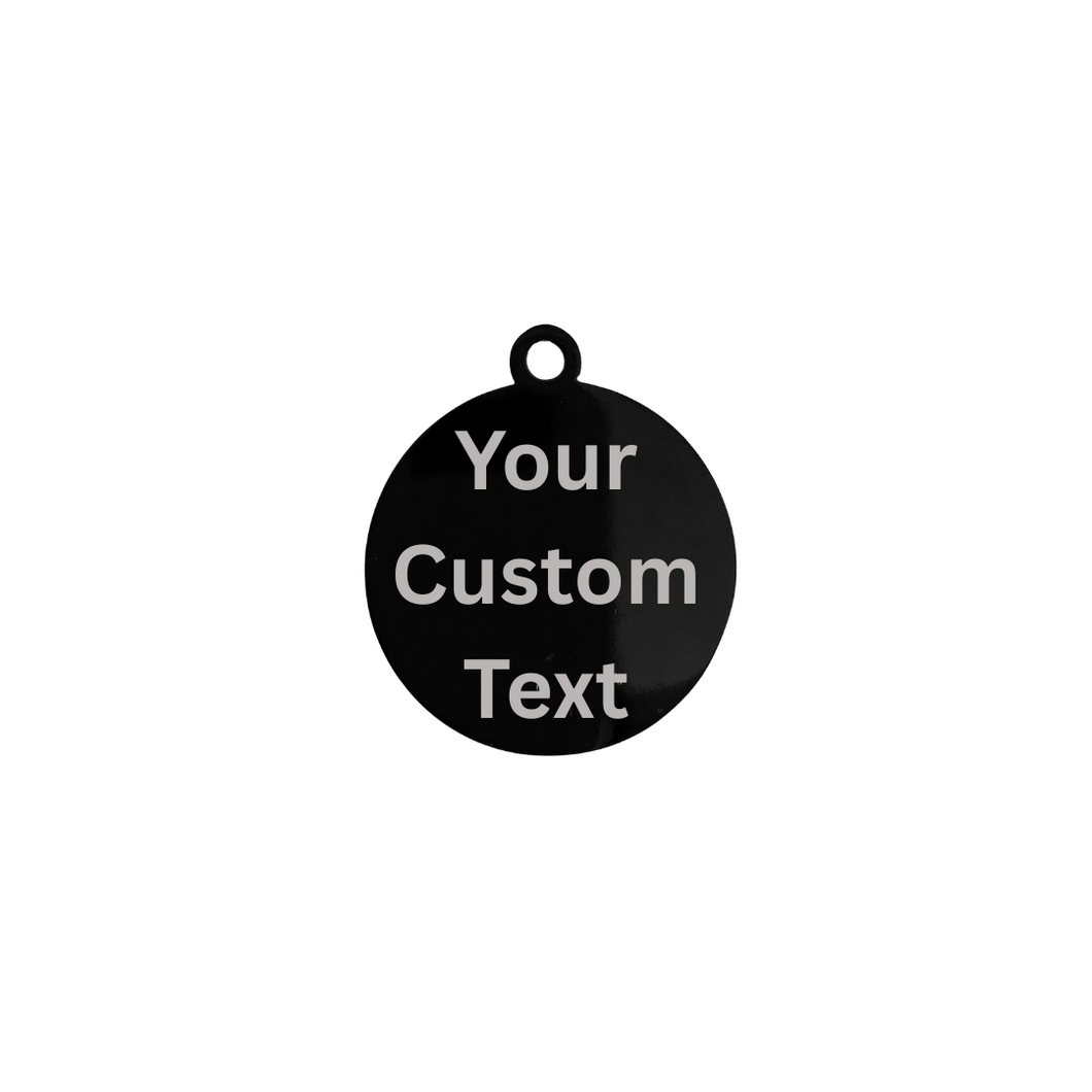 Custom Black 20mm Round Tab Stainless Steel Charm