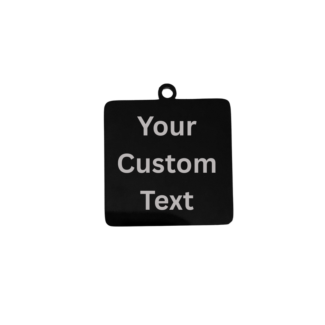 Custom Black 25mm Square Stainless Steel Charm