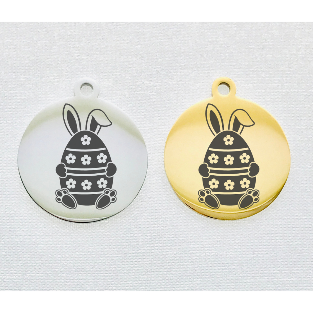 EASTER EGG BUNNY STAINLESS STEEL CHARM