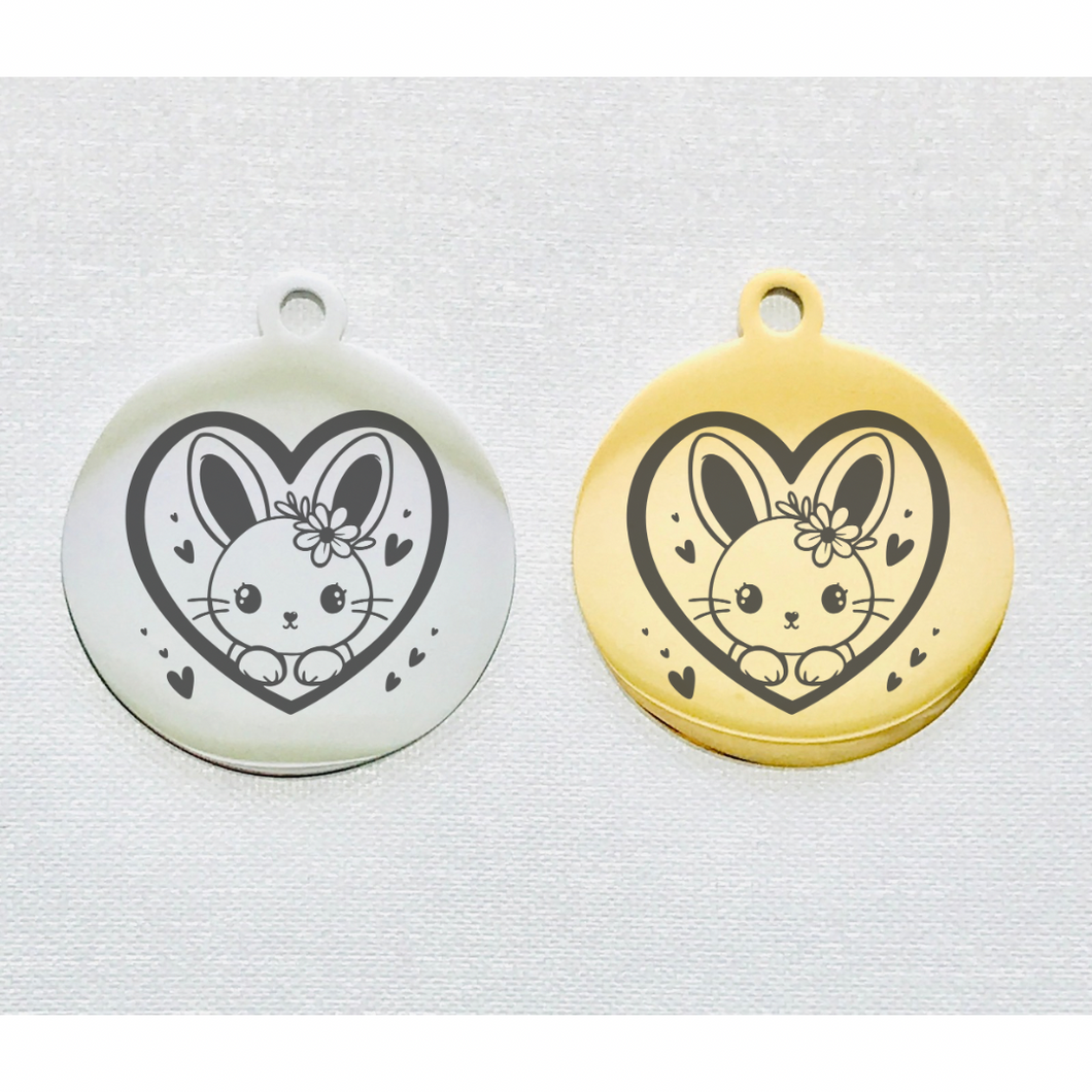 BUNNY HEART FRAME STAINLESS STEEL CHARM