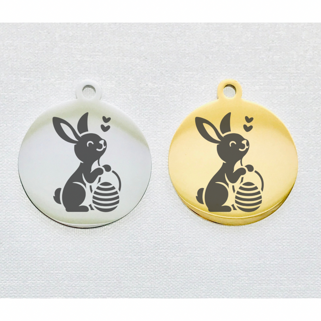 BUNNY EASTER BASKET STAINLESS STEEL CHARM