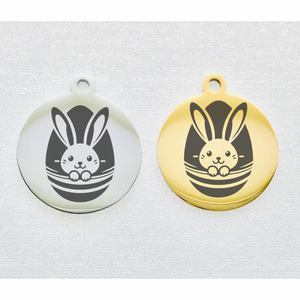 BUNNY IN EASTER EGG STAINLESS STEEL CHARM