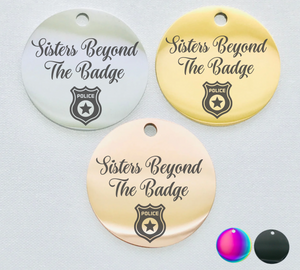 SISTERS BEYOND THE BADGE POLICE STAINLESS STEEL CHARM