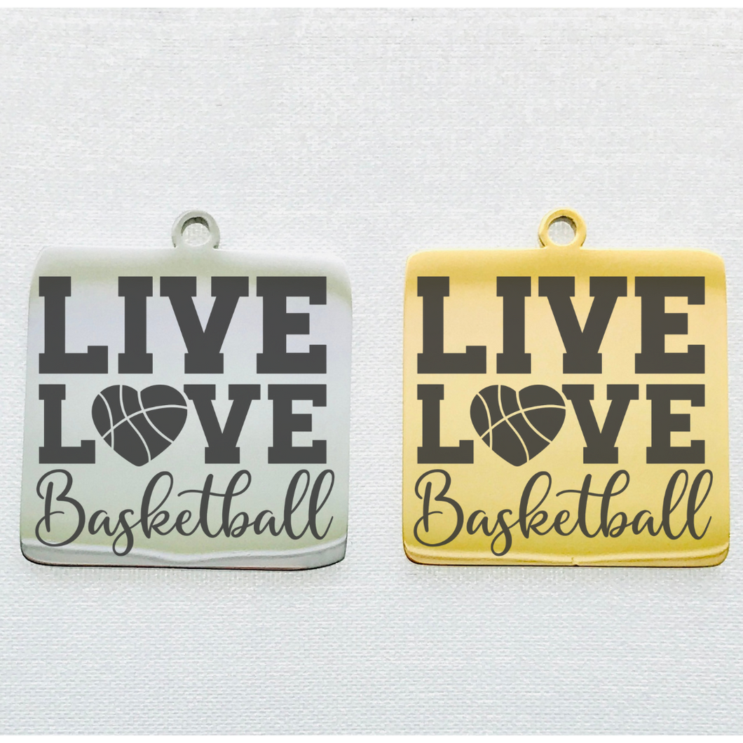 LIVE LOVE BASKETBALL STAINLESS STEEL CHARM