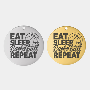 EAT SLEEP BASKETBALL STAINLESS STEEL CHARM