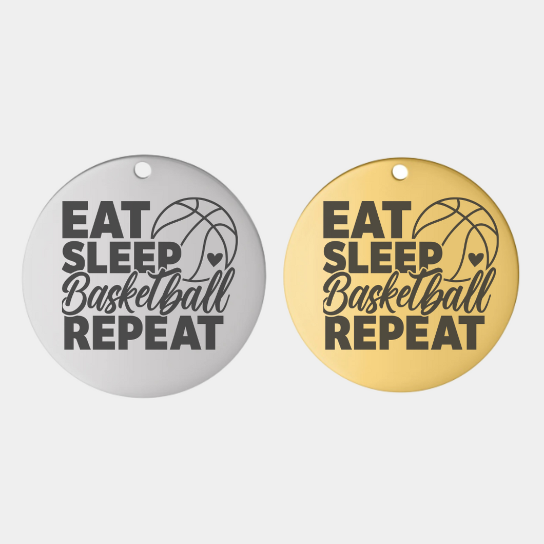 EAT SLEEP BASKETBALL STAINLESS STEEL CHARM