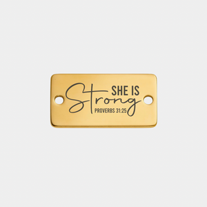 SHE IS STRONG STAINLESS STEEL CHARM