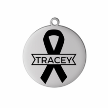 Load image into Gallery viewer, CANCER RIBBON SPLIT W/ NAME CHARM
