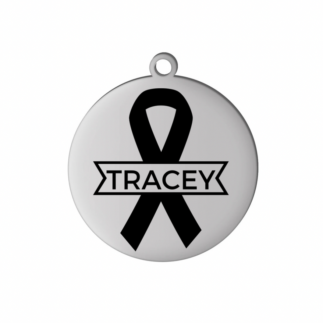 CANCER RIBBON SPLIT W/ NAME CHARM