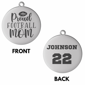 PROUD FOOTBALL MOM - NAME & JERSEY NUMBER CHARM