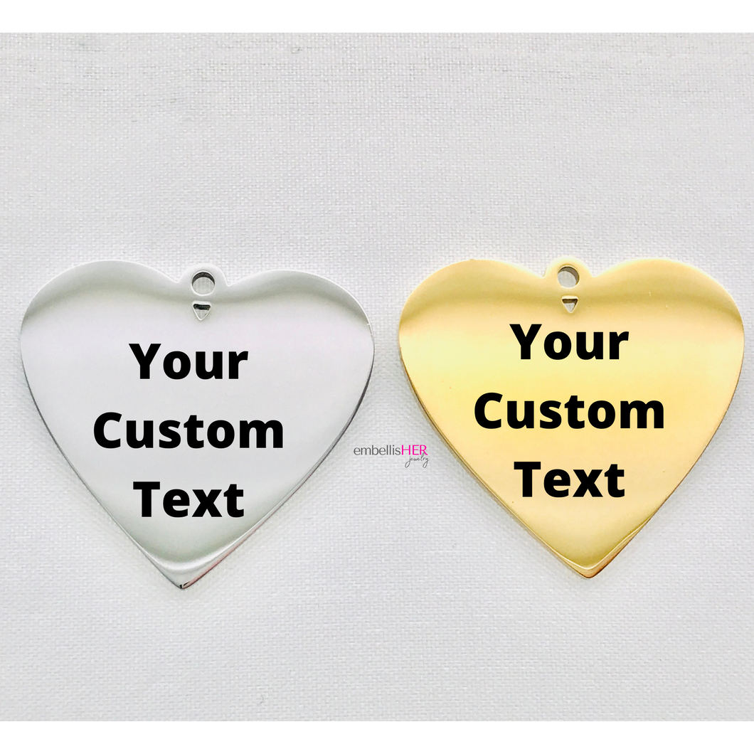 Custom Text - Heart Charm